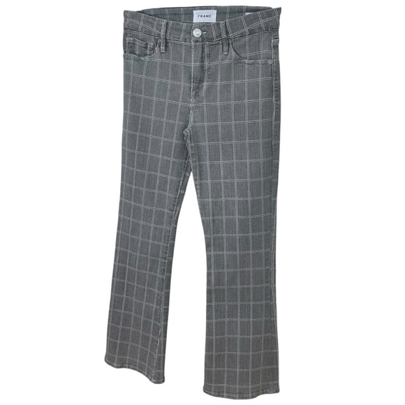 Frame - “Le Crop Mini Boot” Jeans in Grey Plaid, Cropped, Bootcut - Size 25 - Picture 8 of 17